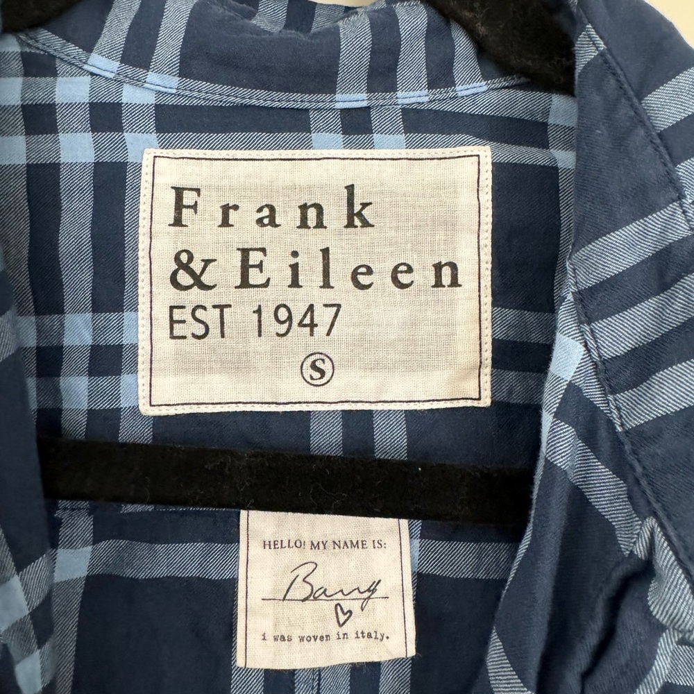 Frank & Eileen Button Down Shirt 100% Cotton Blue Plaid Soft Size S - Picture 4 of 12